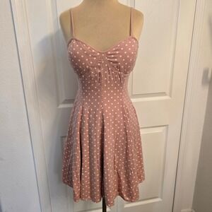 American Eagle‎ Outfitters Pink Polka Dot Sleeveless Tie Back Sundress fit flare